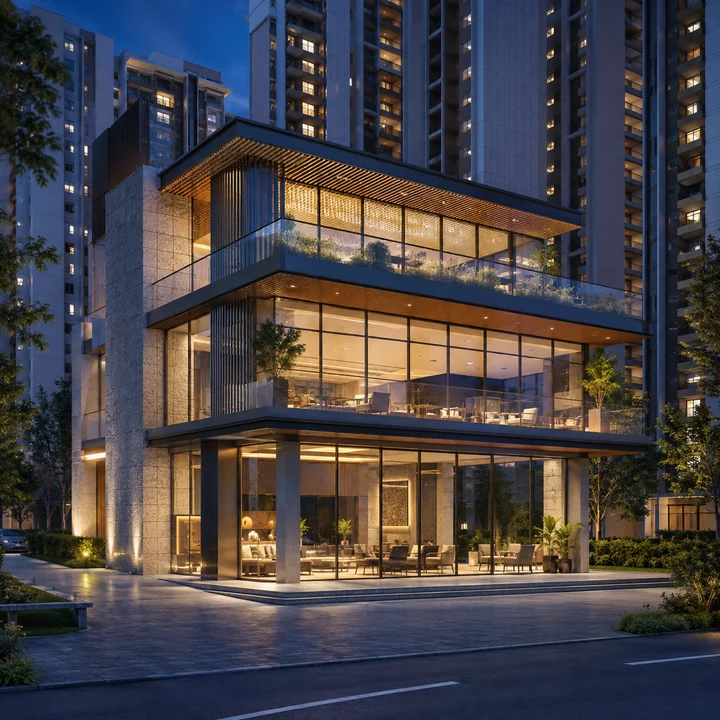 Urbanrise Gattahalli indicative multi-level clubhouse, the filed two basements plus ground plus two floors, substantial for a 4.20-acre site Urbanrise Gattahalli indicative multi-level clubhouse, the filed two basements plus ground plus two floors, substantial for a 4.20-acre site